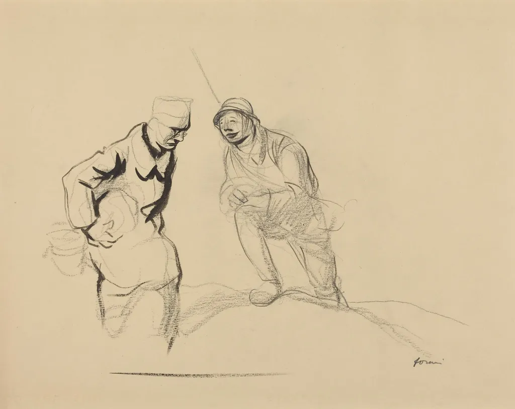 Two Soldiers, by Jean-Louis Forain, ink, 1916