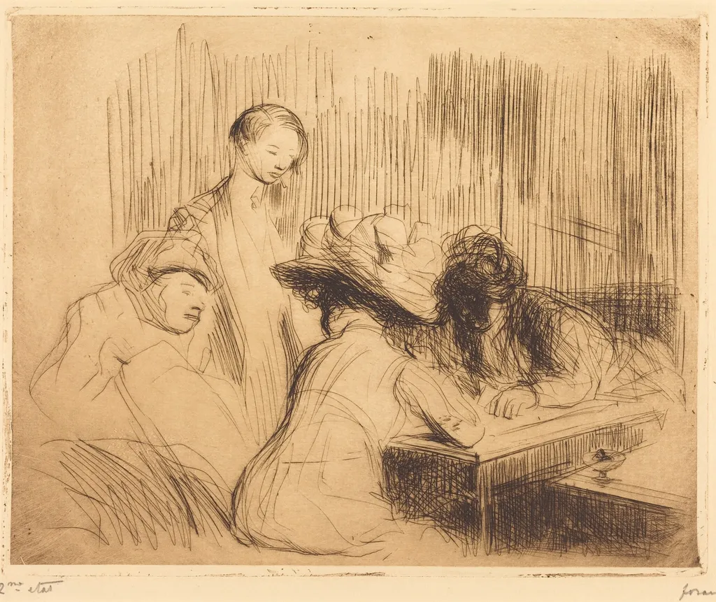Un caboulet à montmartre (A Dive at Montmartre), by Jean-Louis Forain, ink, 1909