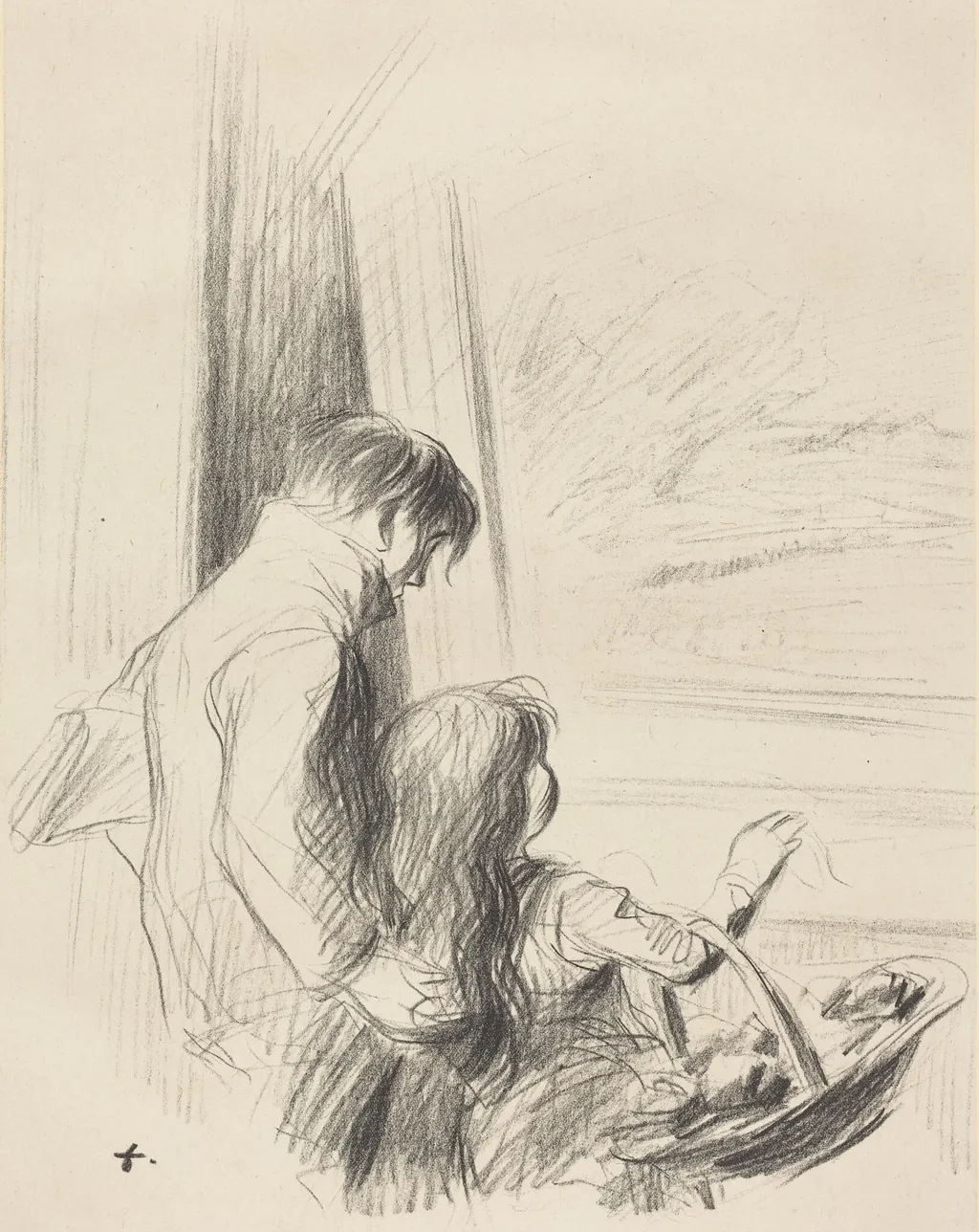 Un tableau de papa! (1ère planche) (A Painting of Daddy's!) (first plate), by Jean-Louis Forain, ink, 1897