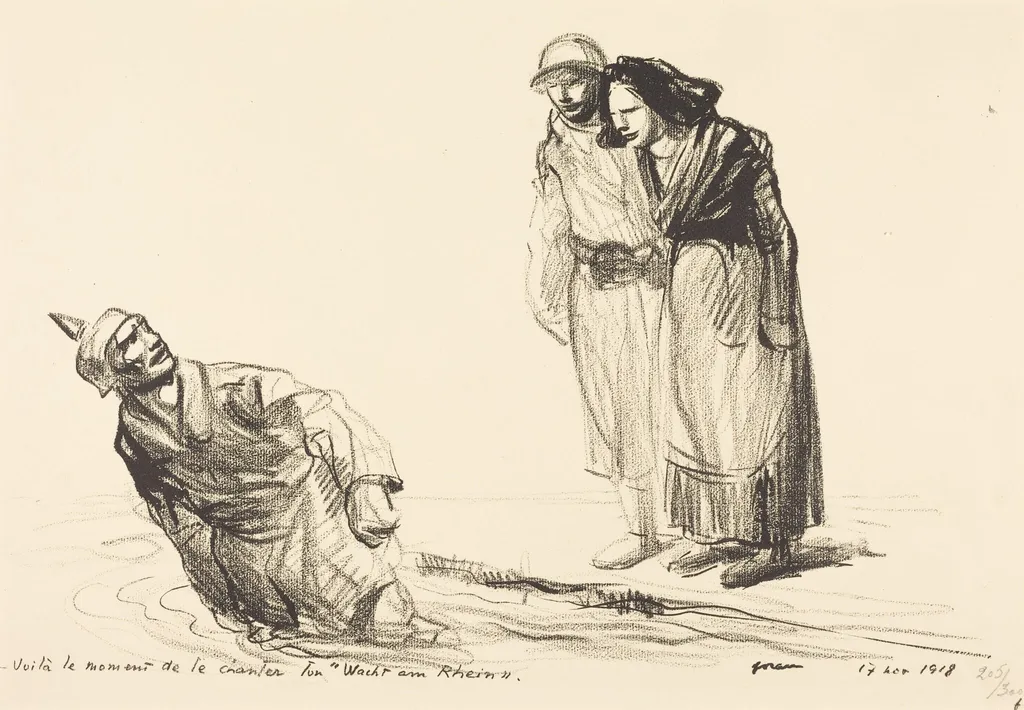 Voilà le Moment de le chantes tun "Wacht am Rhein", by Jean-Louis Forain, 1916