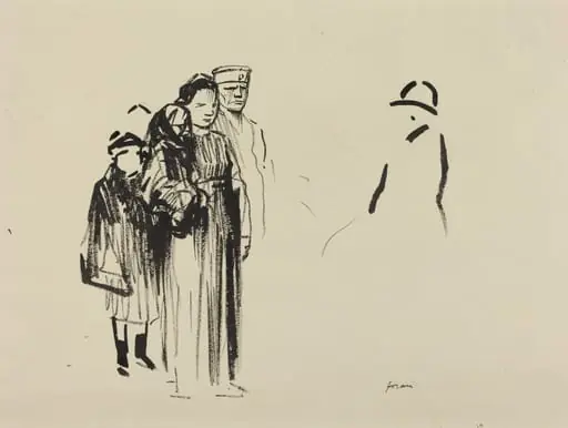 Woman and Two Children with German Soldiers, by Jean-Louis Forain