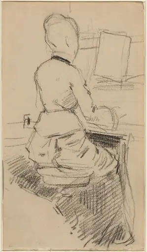 Young Woman Seated at a Piano [recto], by Jean-Louis Forain