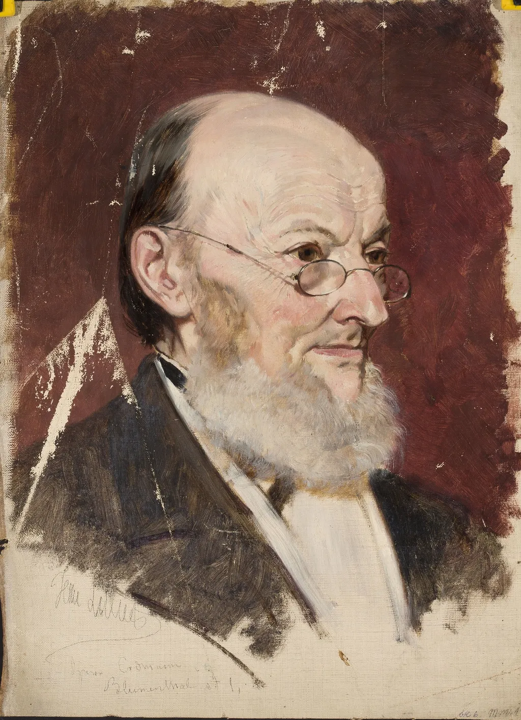 Portrait of an old man, by Jean Lulves, oil, 1871
