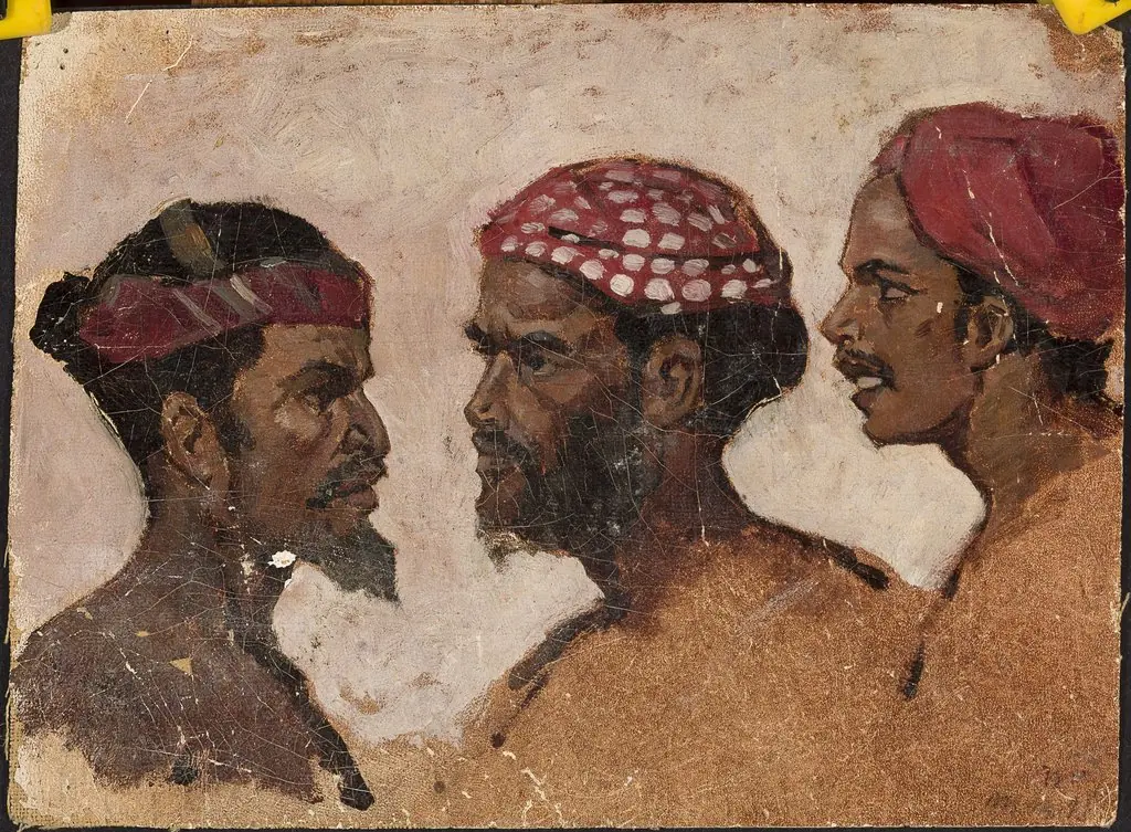 Study of three heads (Arabs), by Jean Lulves