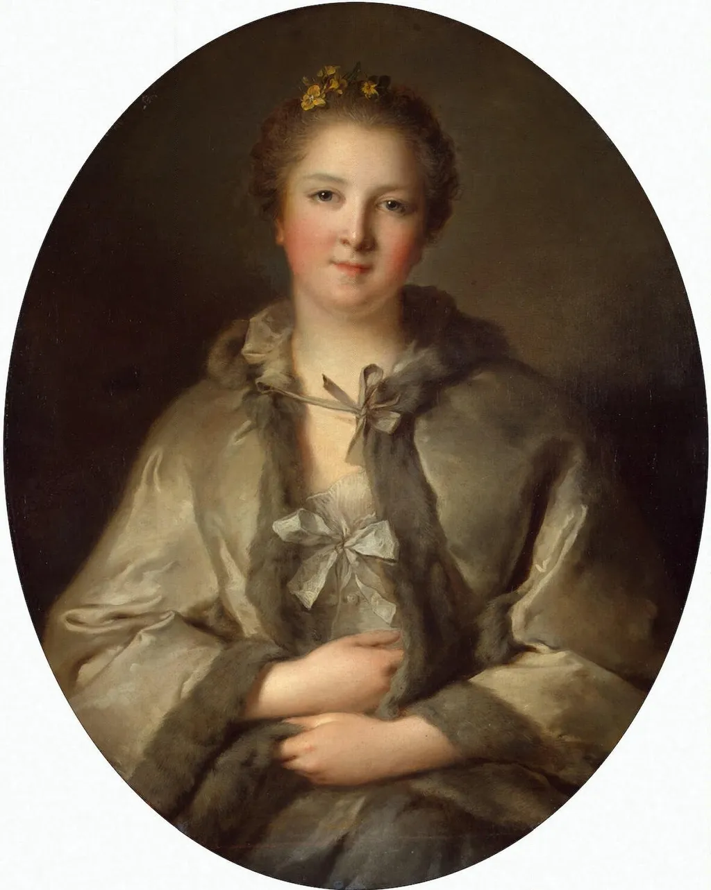 Portrait of a Woman in Grey, by Jean-Marc Nattier, oil, 1740