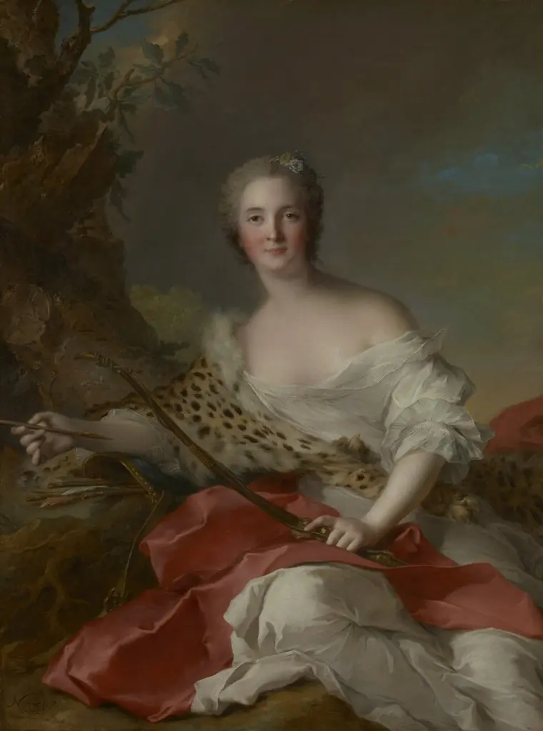 Portrait of Madame Bonnier de la Mosson as Diana (Constance-Gabrielle-Magdeleine du Monciel de Lauraille, by Jean-Marc Nattier