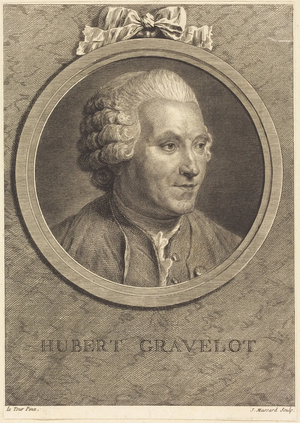 Hubert Gravelot, by Jean Massard, ink, 1781