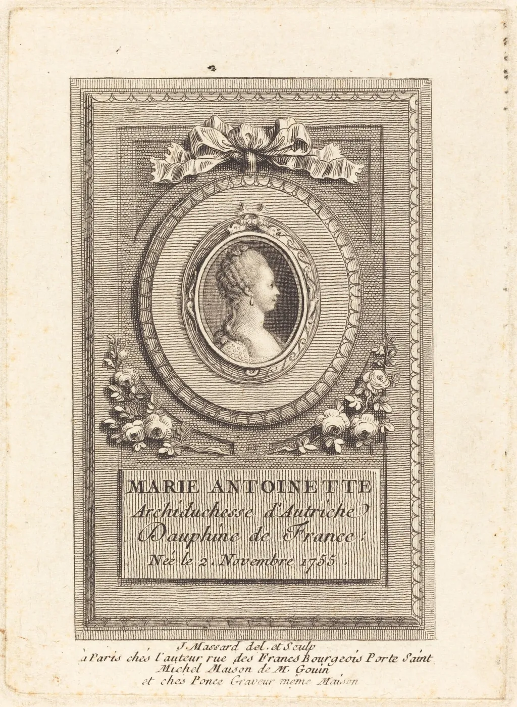 Marie-Antoinette, by Jean Massard, ink, 1772