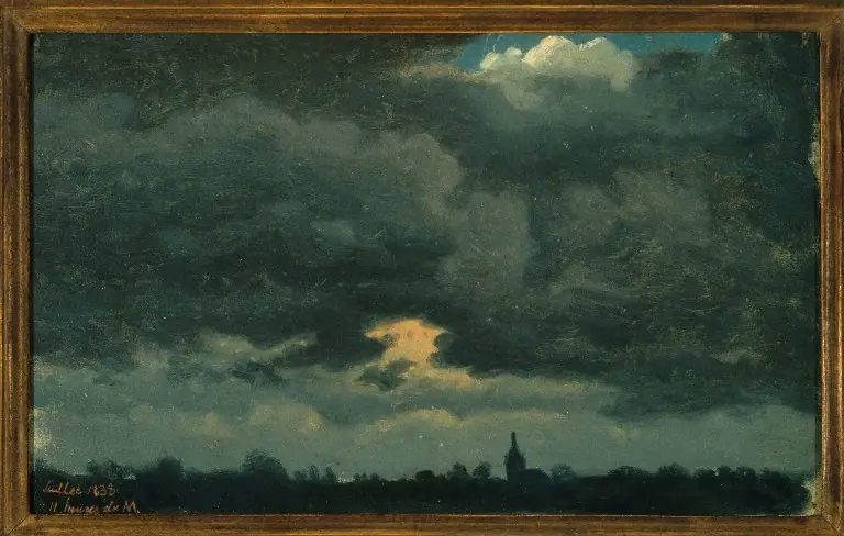 Stormy Sky over Landscape with Distant Church, by Jean-Michel Cels