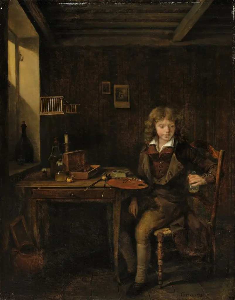 Jeune élève préparant les couleurs de son maître, by Jean-Michel Grobon