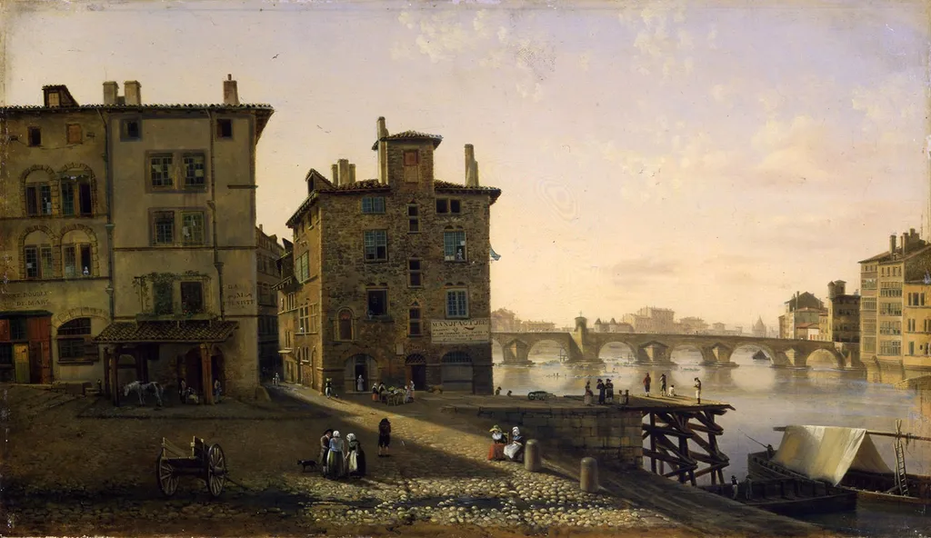 L'ancien quartier de la Pêcherie à Lyon, by Jean-Michel Grobon, oil, 1850