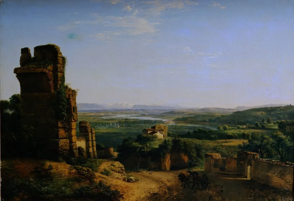Vue des aqueducs romains sur les hauteurs de Saint-Just, by Jean-Michel Grobon, oil, 1806