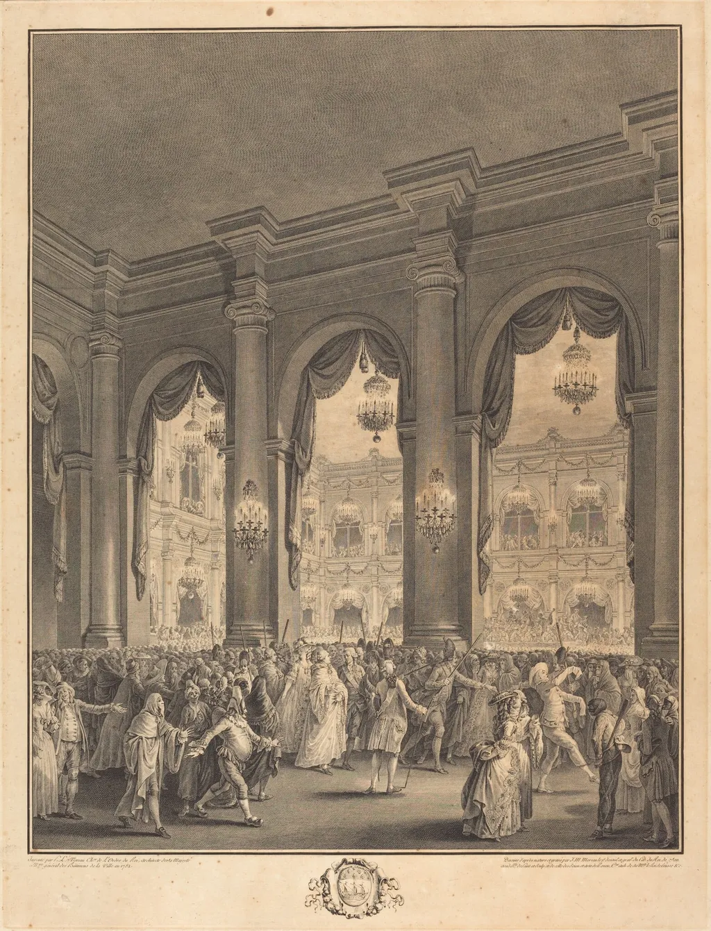 Le bal masqué, by Jean-Michel the Younger Moreau, ink, 1782