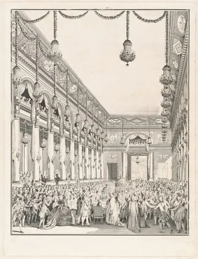 Le festin royal - Fête donnée à l'occasion de la naissance de Monseigneur le Dauphin, 21 janvier 1782, by Jean-Michel the Younger Moreau