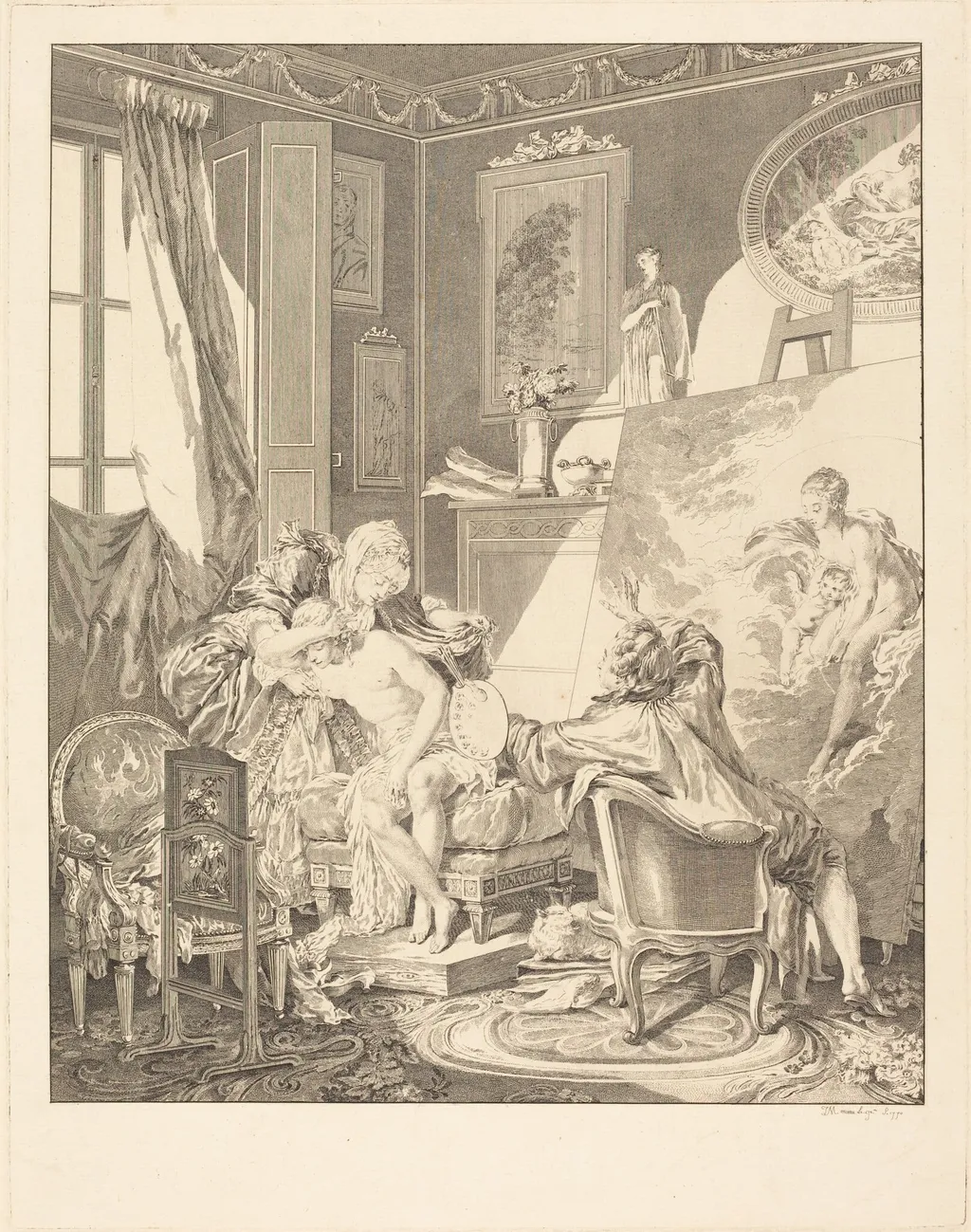 Le modèle honnête, by Jean-Michel the Younger Moreau, ink, 1770