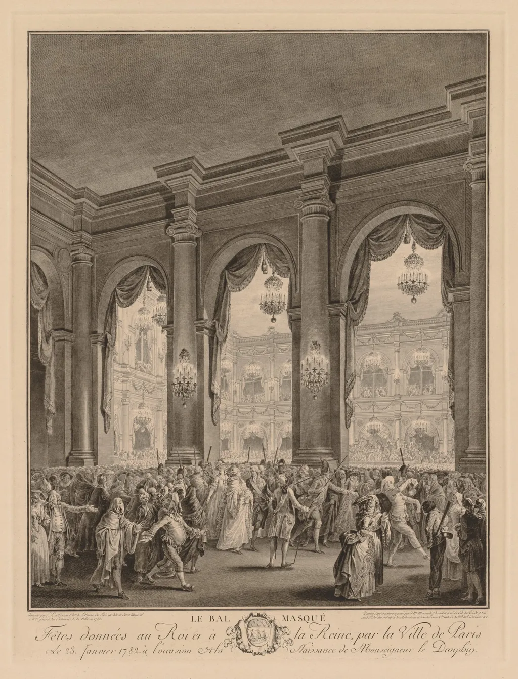 Masked Ball at the Hôtel de Ville, January 23, 1782, by Jean-Michel the Younger Moreau, 1782