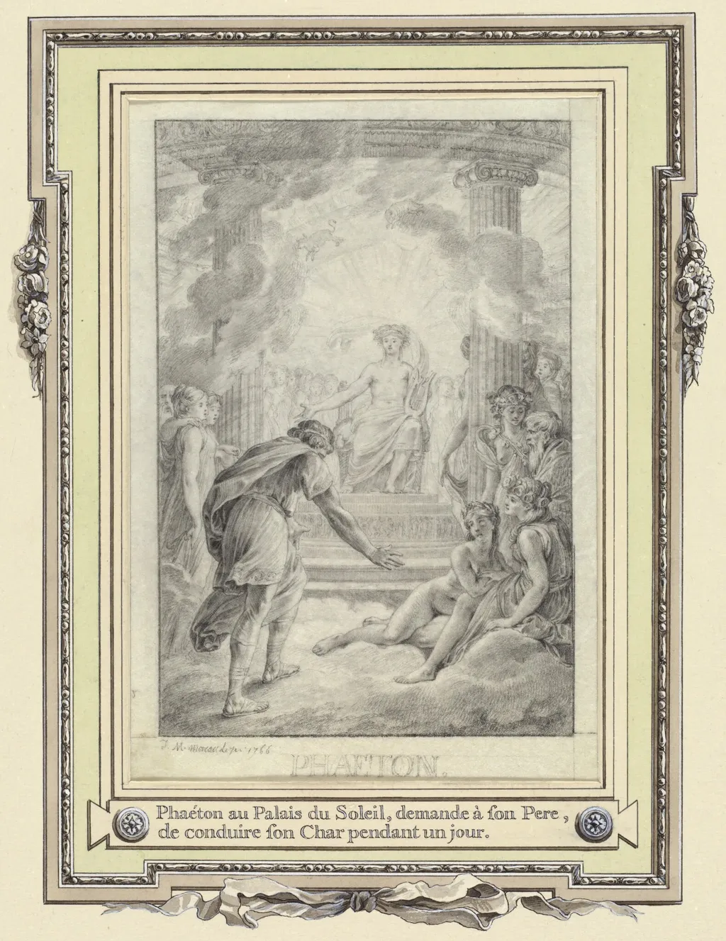 Phaeton au Palais du Soleil ..., by Jean-Michel the Younger Moreau, graphite, 1766