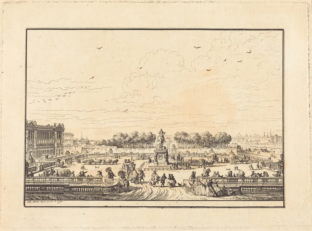 Place de Louis XV, by Jean-Michel the Younger Moreau, ink, 1770