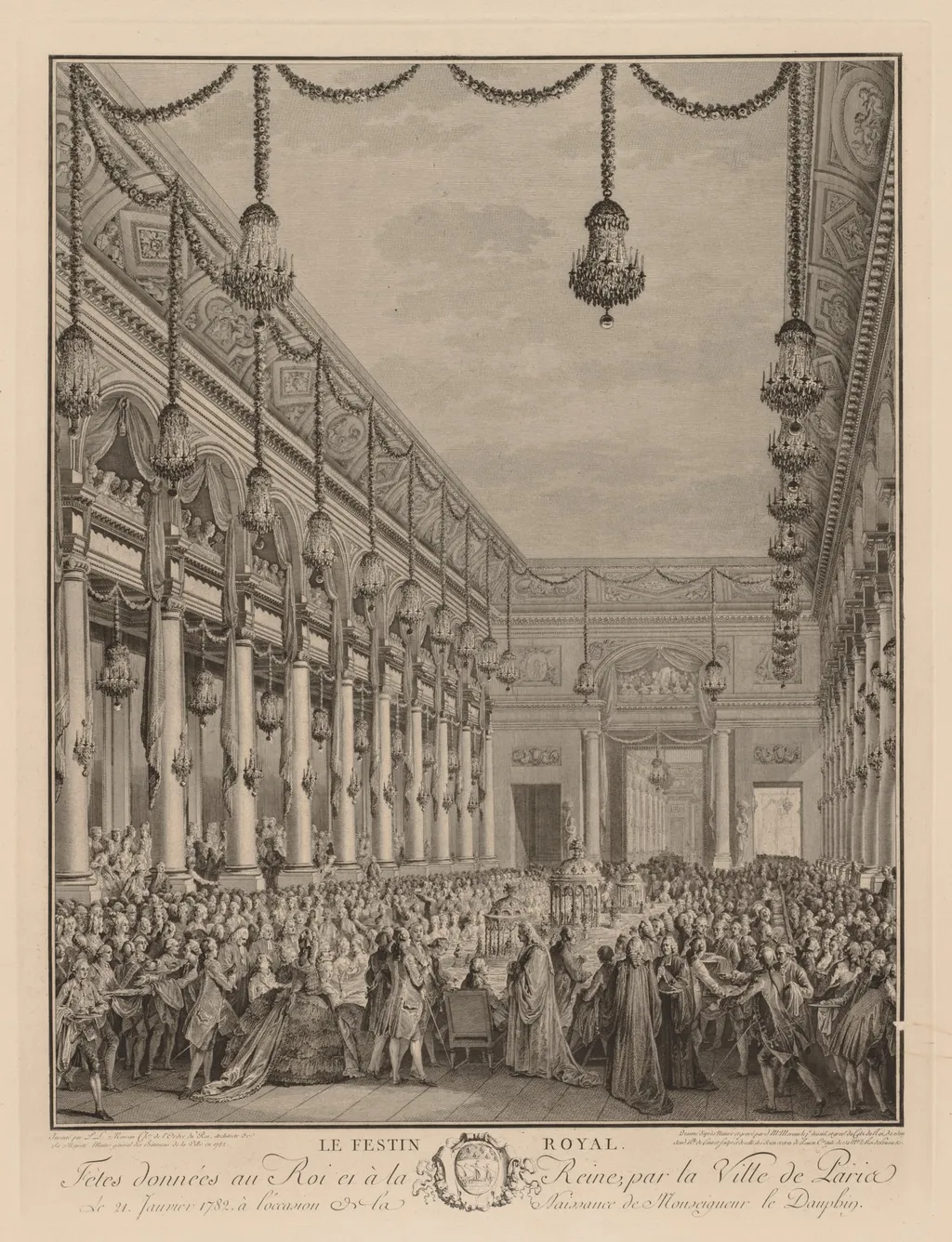 Royal Feast at the Hôtel de Ville, January 21, 1782, by Jean-Michel the Younger Moreau, 1782
