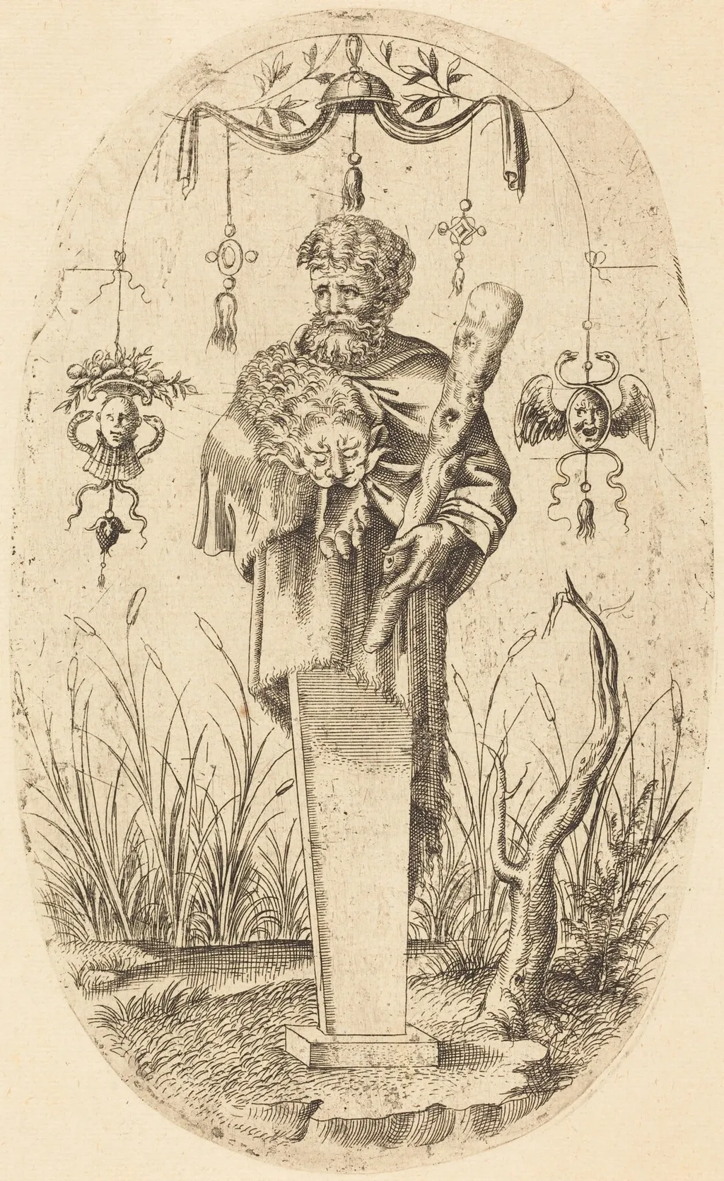 Hercules with His Club, by Jean Mignon, ink