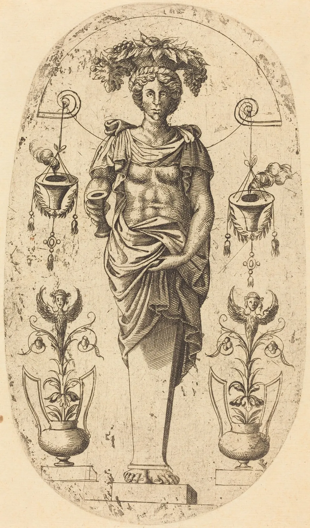 Woman Carrying a Basket on Her Head, by Jean Mignon, ink