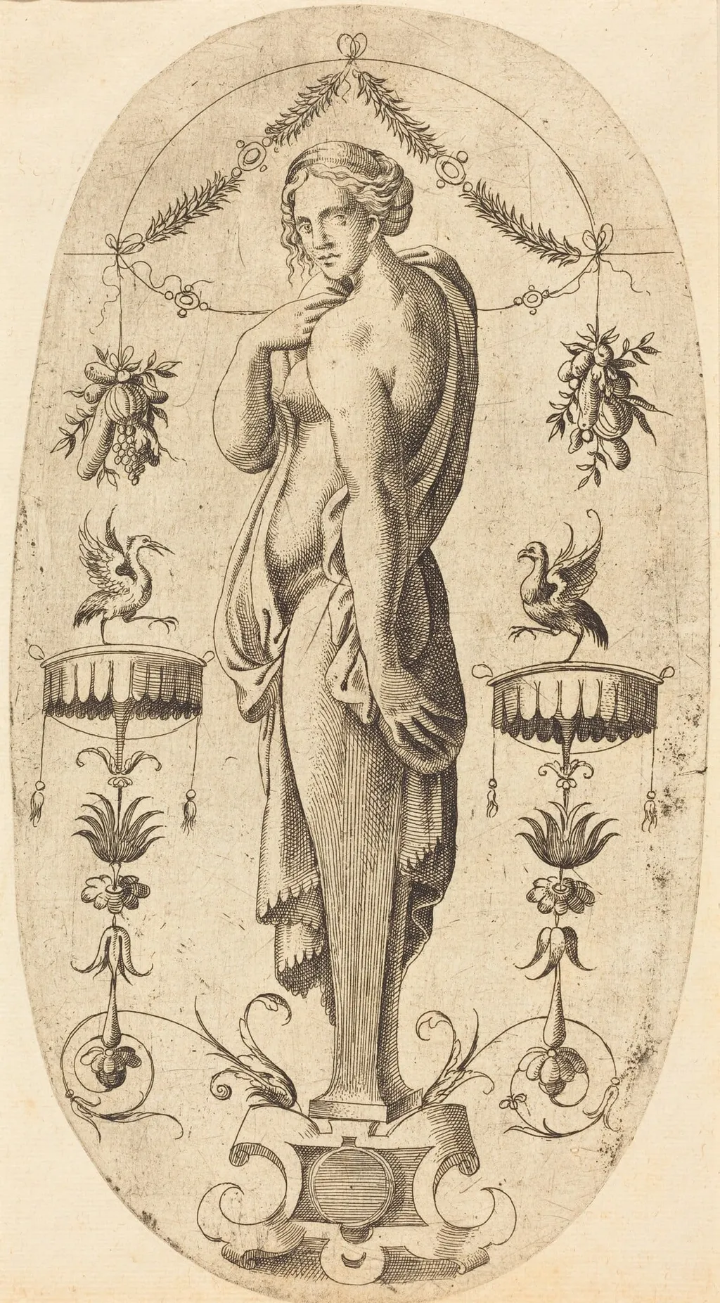 Woman with Left Profile, by Jean Mignon, ink