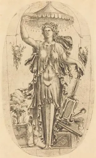 Woman with Musical Instrument, by Jean Mignon