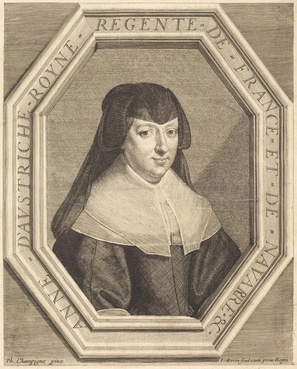 Anne of Austria, by Jean Morin, ink, 1625