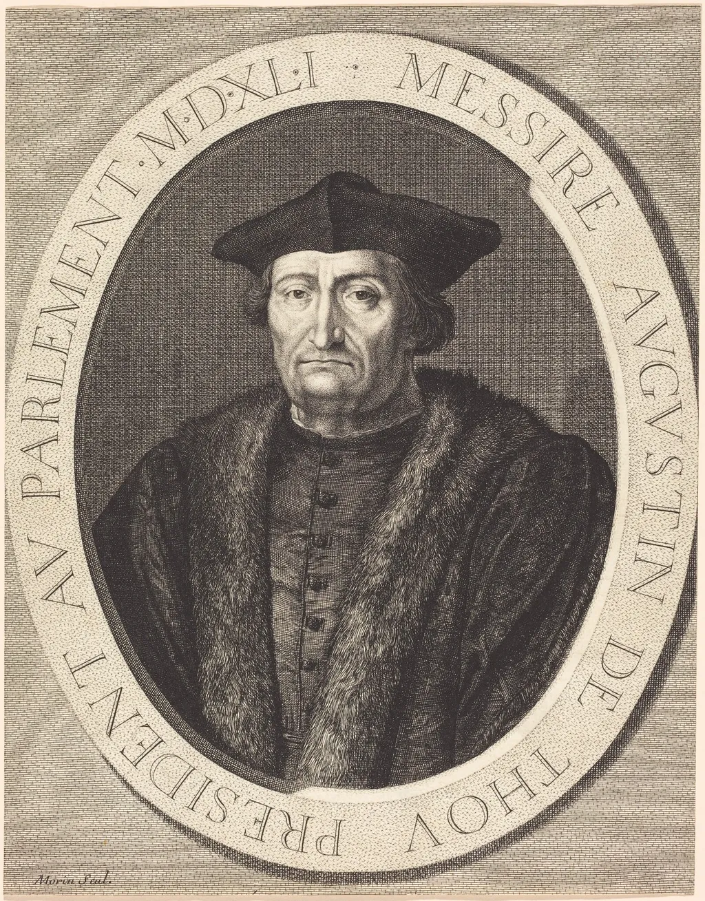 Augustin de Thou, by Jean Morin, ink, 1625