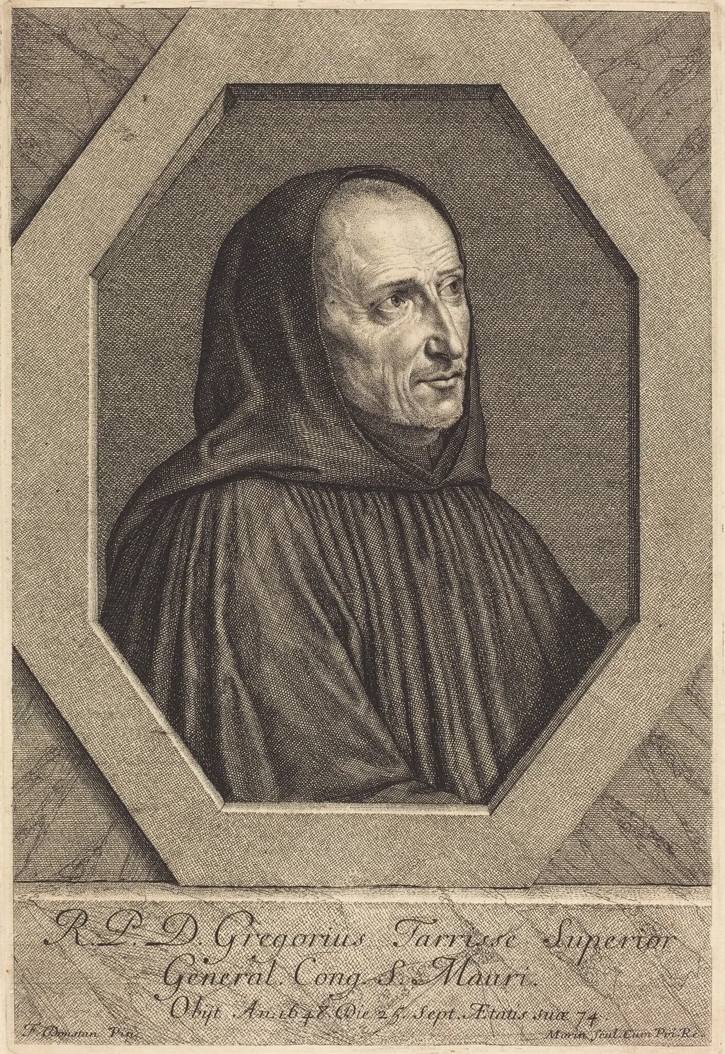 Dom Jean Gregoire Tarrisse, by Jean Morin, ink, 1648