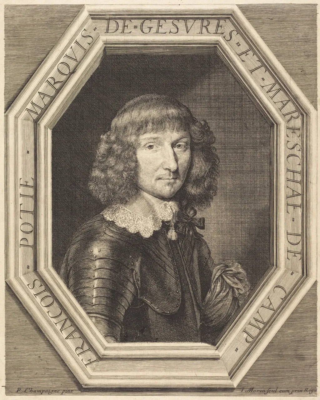 Francois Potier, marquis de Gevres, by Jean Morin, ink, 1625