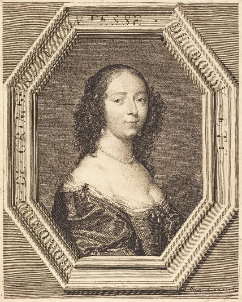 Honorine Grimberge, comtesse de Bossu, by Jean Morin, ink, 1625