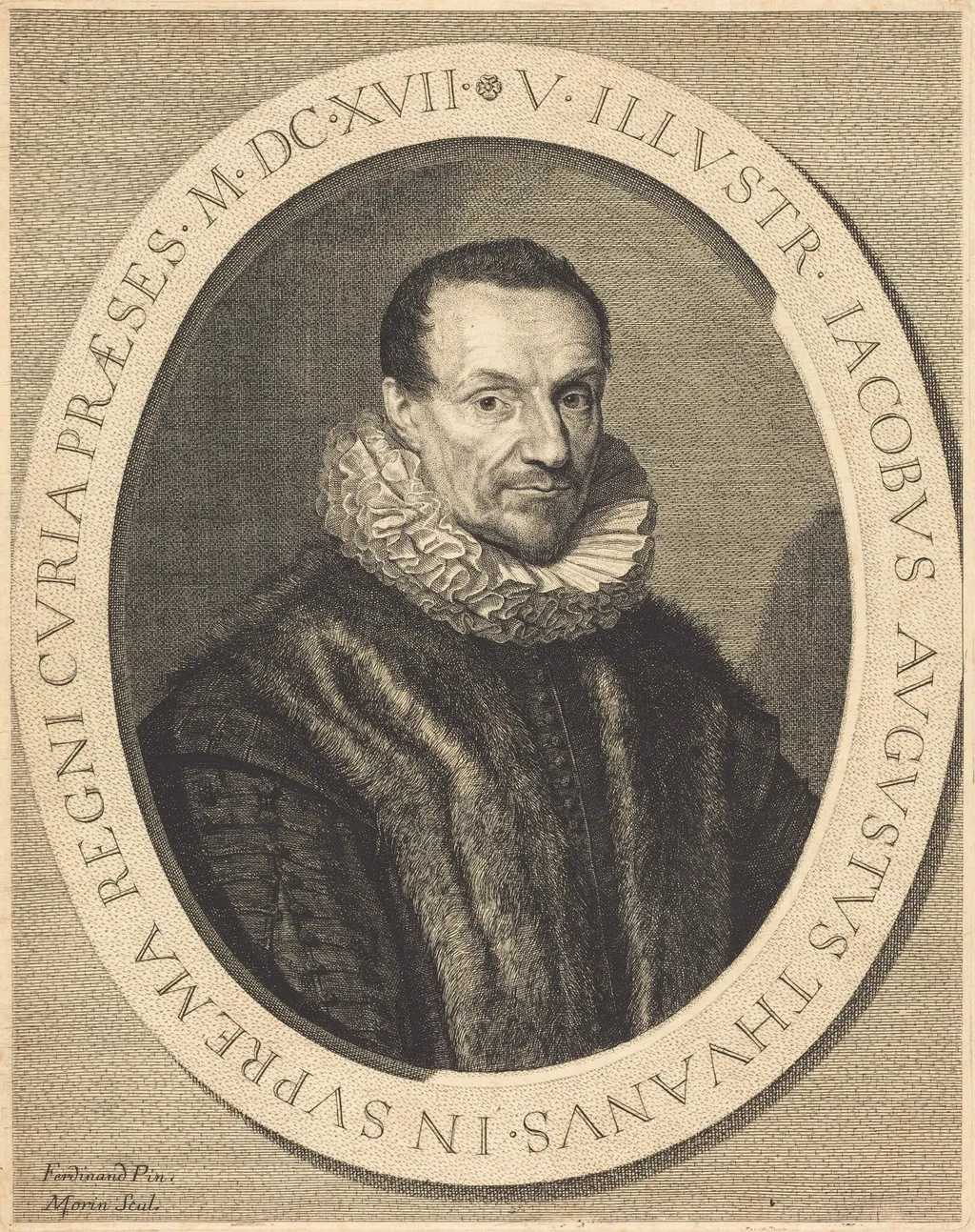 Jacques Auguste de Thou, by Jean Morin, ink, 1625