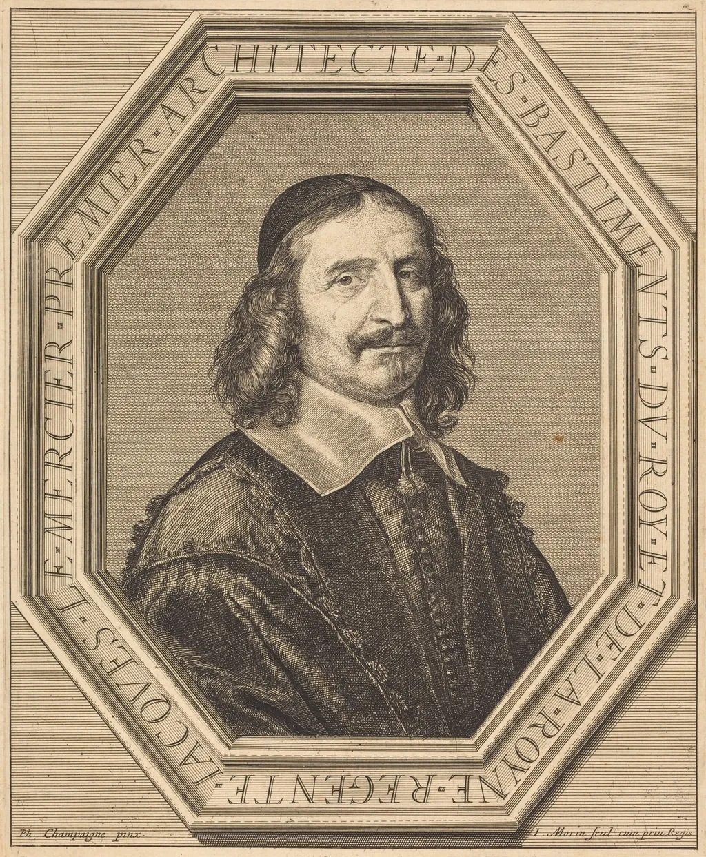 Jacques le Mercier, by Jean Morin, ink, 1625