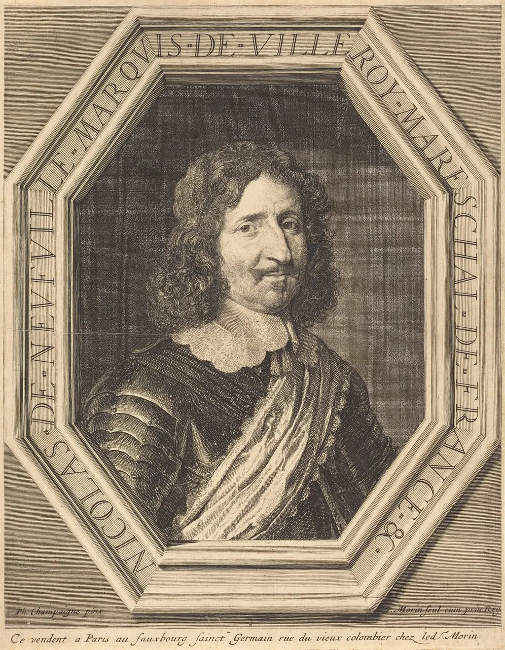 Nicholas de Neufville, marquis de Villeroy, by Jean Morin, ink, 1625