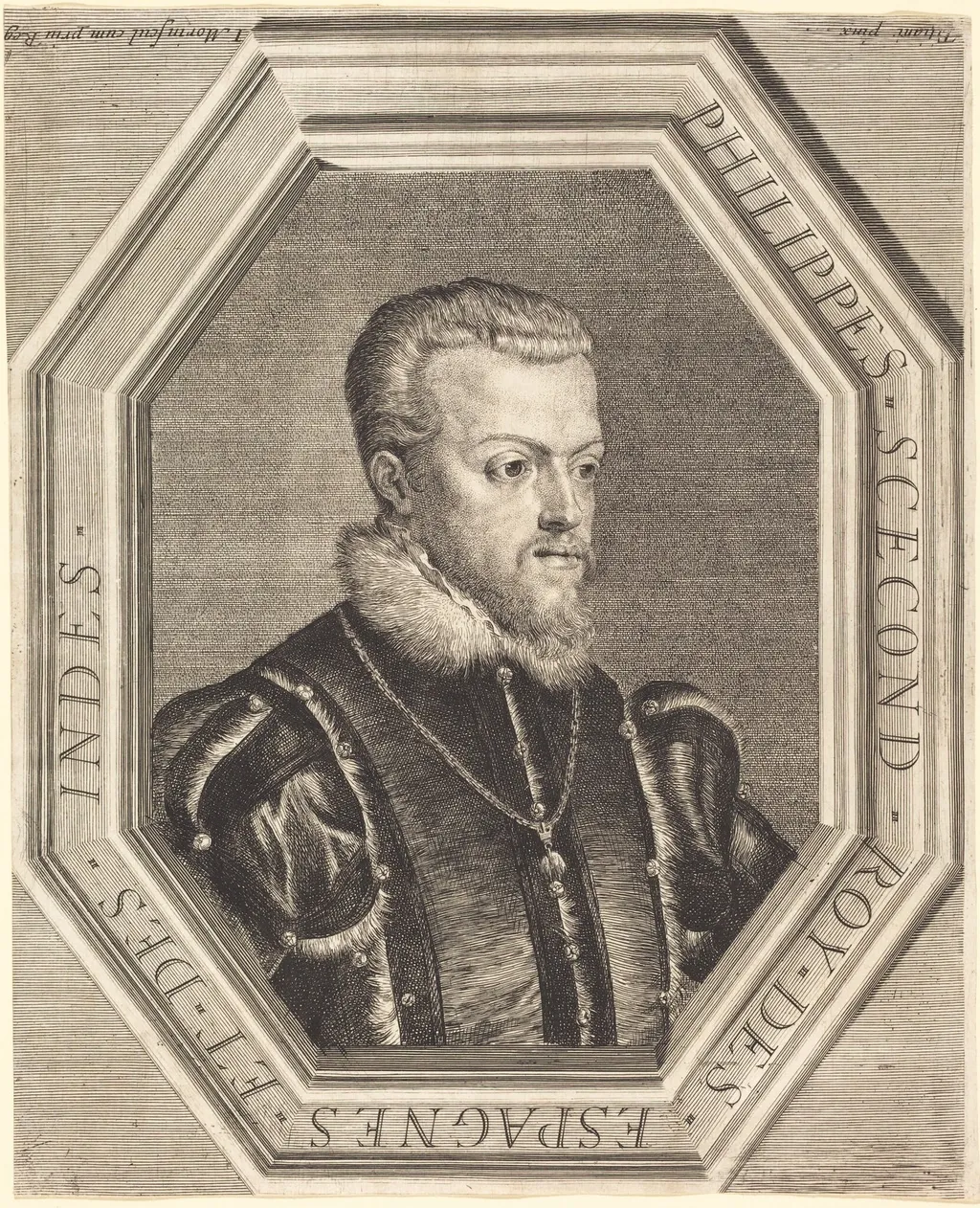 Philippe II, King of Spain, by Jean Morin, ink, 1625