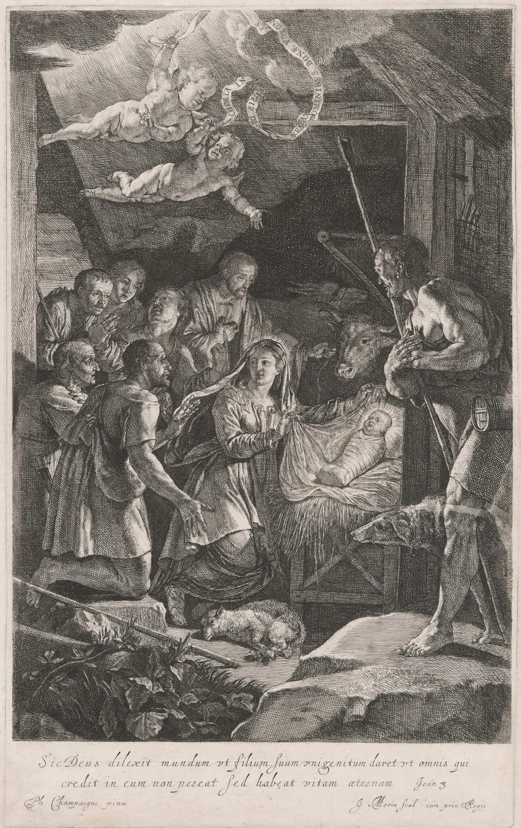 The Adoration of the Shepherds, by Jean Morin, ink, 1644