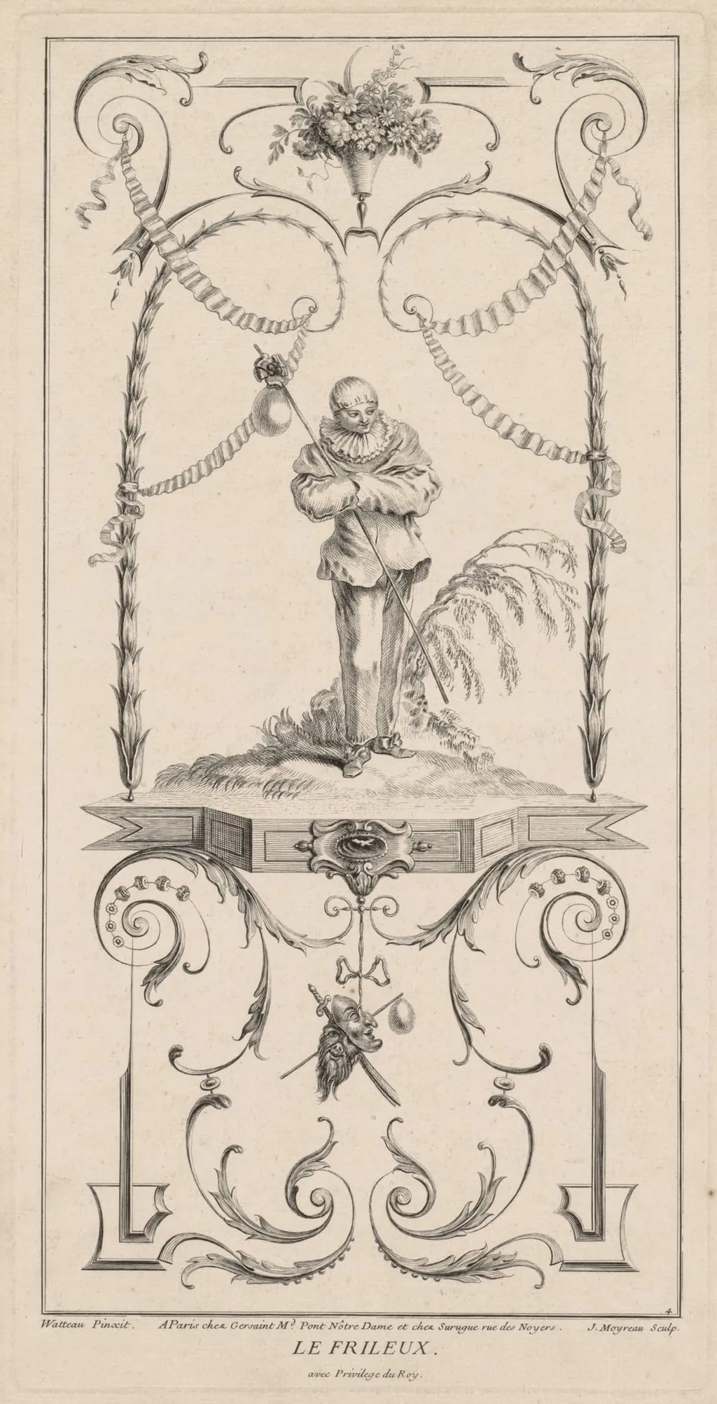 Le Frileux, Arabesque, by Jean Moyreau, 1729