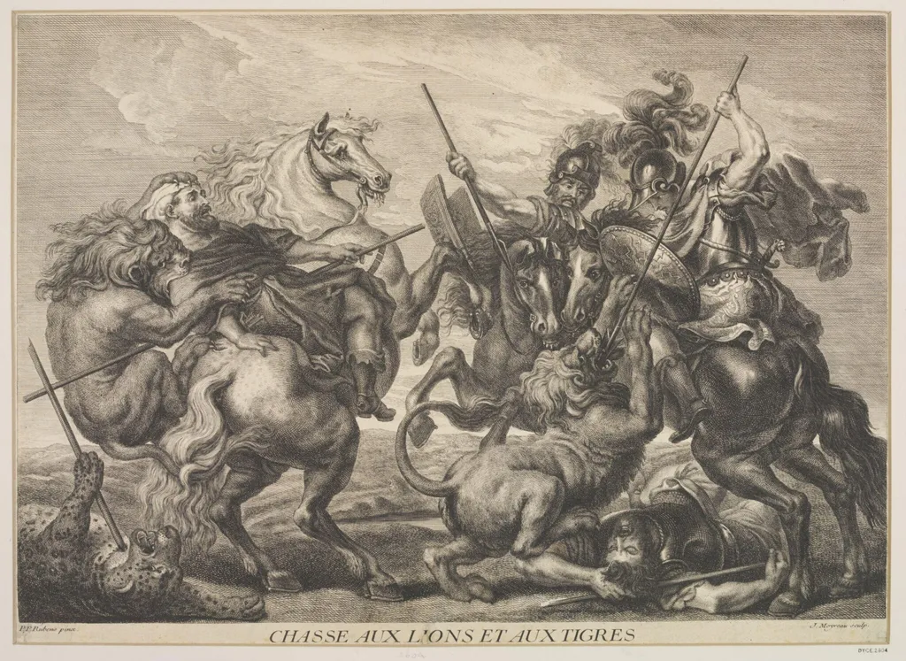 Lion and Tiger Hunting, by Jean Moyreau, 1750