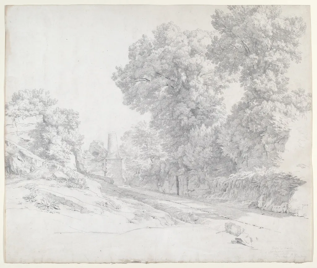 Oaks along the Appian Way near Albano, by Jean-Paul Flandrin, graphite, 1834