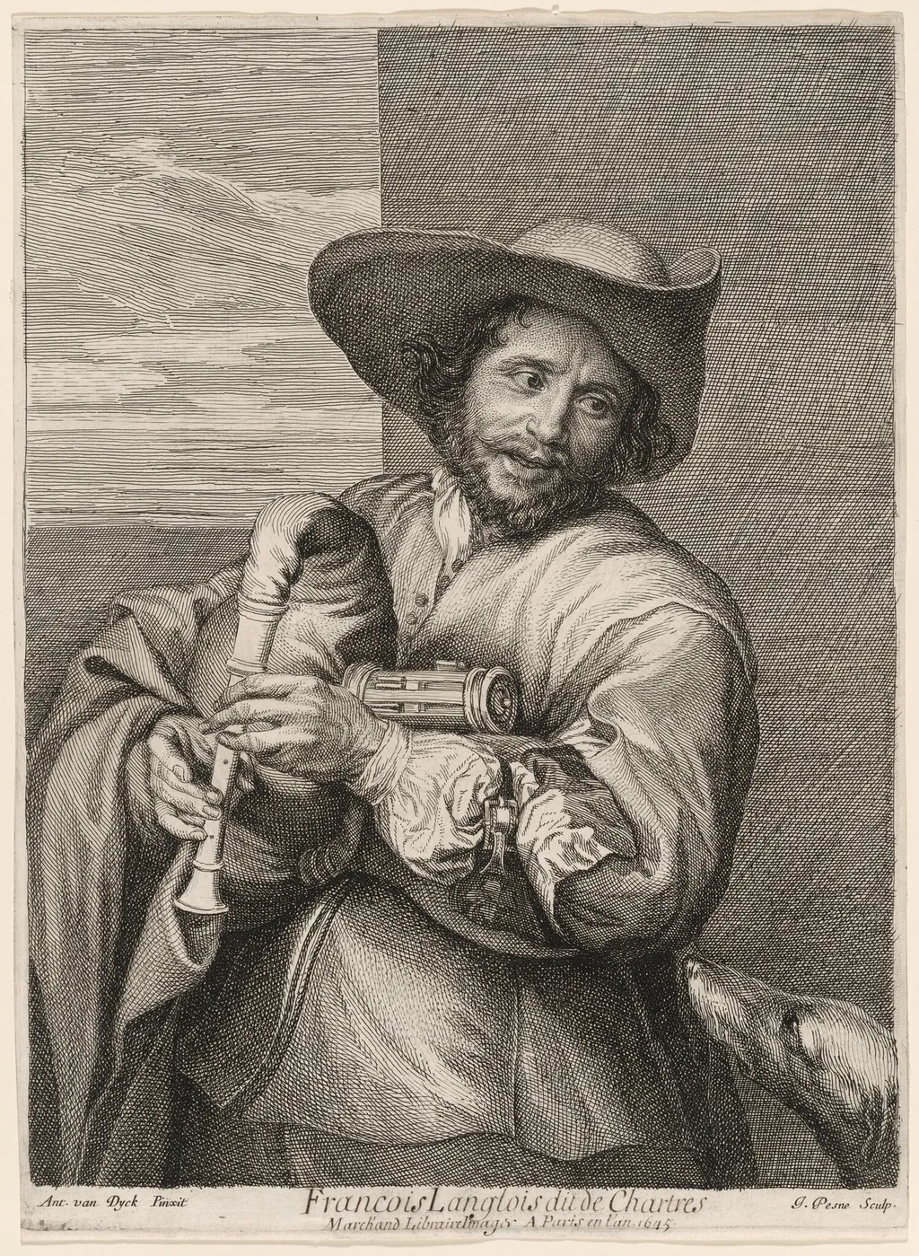 François Langlois, by Jean Pesne, ink, 1645
