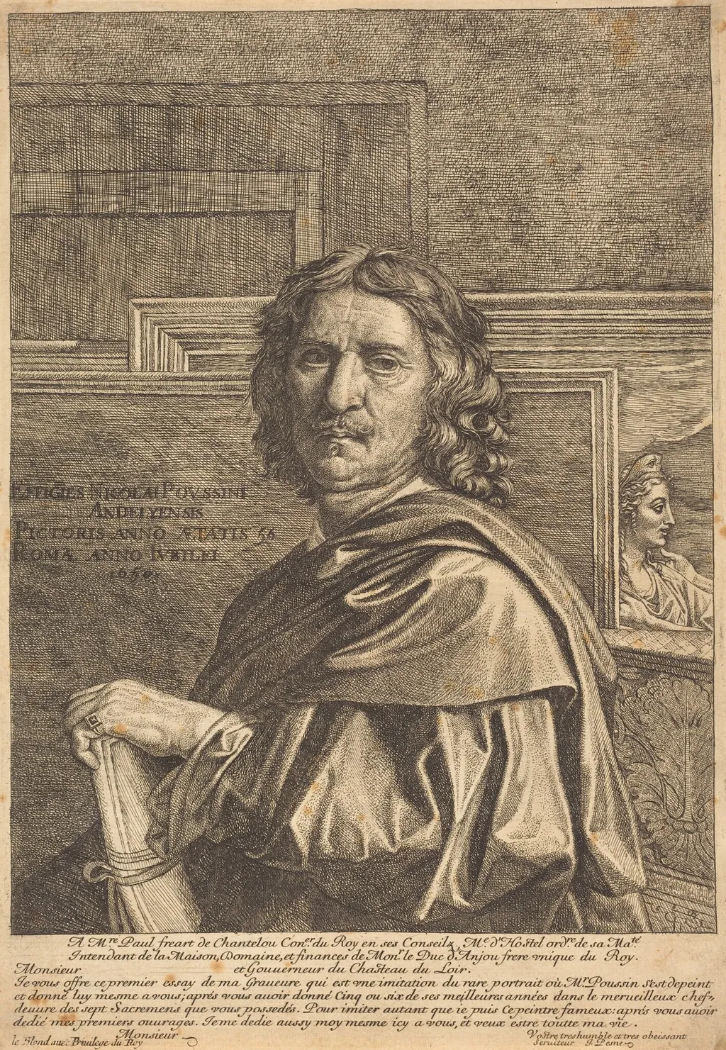 Nicolas Poussin, by Jean Pesne, ink, 1650