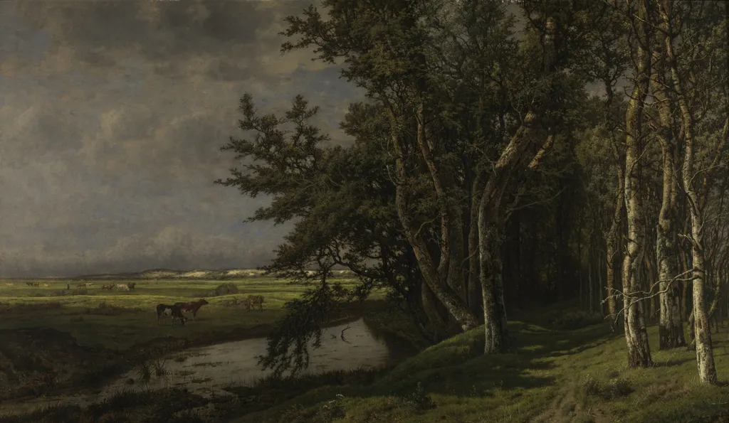 Prinsenvijver on the Isle of Walcheren, by Jean Pierre François Lamorinière, oil, 1888