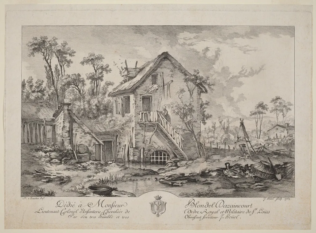 Farmyard, by Jean-Pierre-Louis-Laurent Hoüel, ink, 1759
