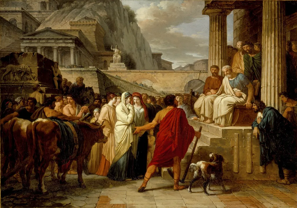 Caius Furius Cressinus Accused of Sorcery, by Jean-Pierre Saint-Ours, unspecified, 1796