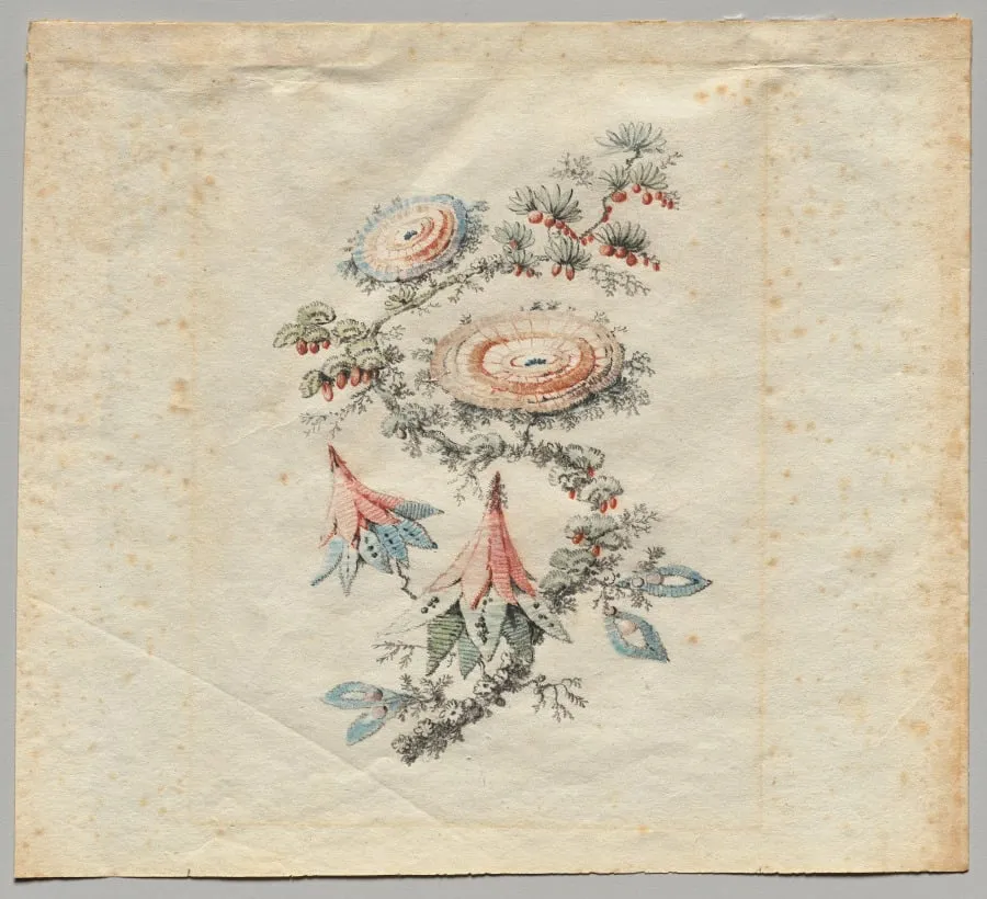 Flower Embroidery Design for Silk Manufactory of Lyon, by Jean Pillement, 1790