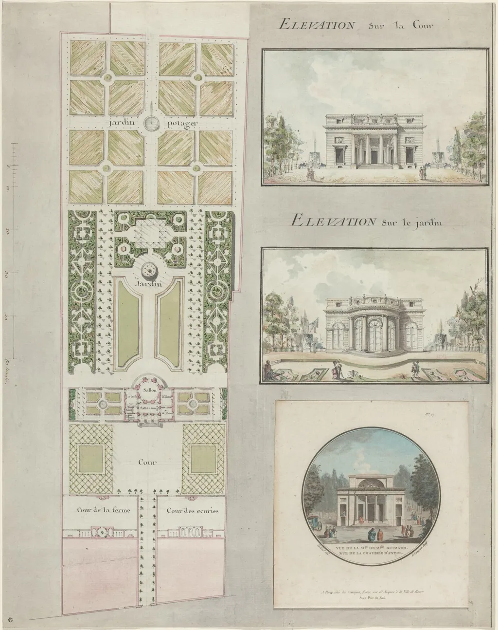 Project for the House and Gardens of Mlle. Guimard, by Jean Testard, ink, 1769