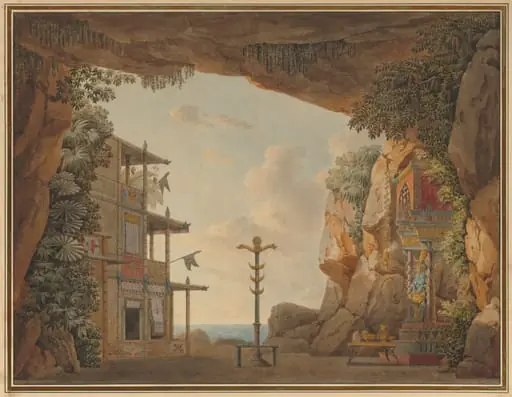 Design for Stage Set for the Second Act of Elisca or L'Habitante de Madagascar, by Jean Thomas Thibault