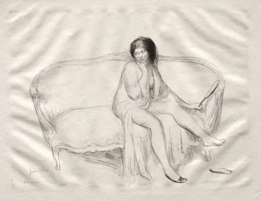 Nude Woman Seated on a Sofa, by Jean Veber