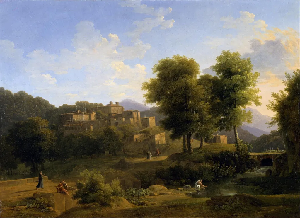 View of a Town in the Sabine Hills, by Jean-Victor Bertin, oil, 1814